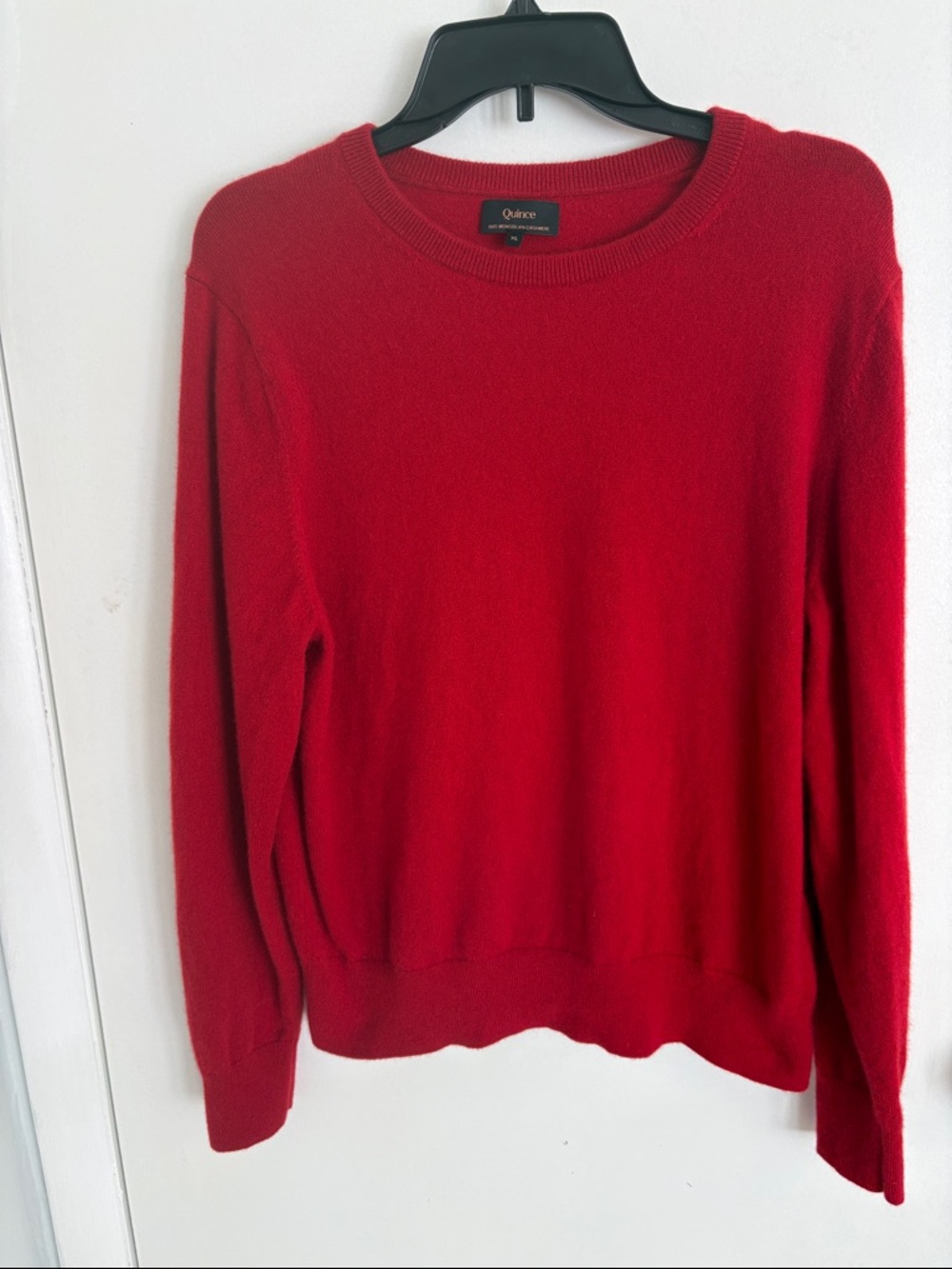 Quince 100% Mongolian Cashmere Red Crewneck Pullover Sweater